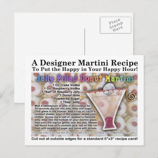Jelly filled Donut Martini Recept Briefkaart (Voorkant / Achterkant)