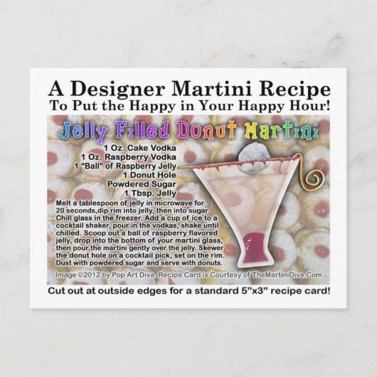 Jelly filled Donut Martini Recept Briefkaart (Voorkant)