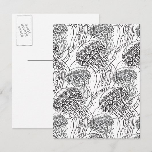 Jelly Fish Doodle Briefkaart (Voorkant / Achterkant)