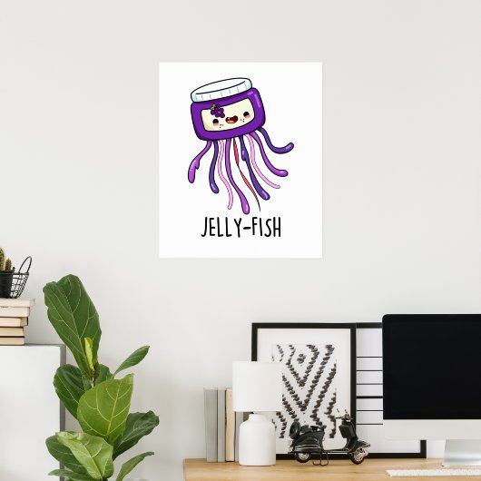 Jelly-fish Funny Jelly Jar Pun Poster (Thuiskantoor)