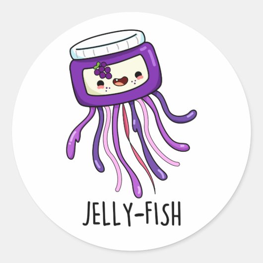 Jelly-fish Funny Jelly Jar Pun Ronde Sticker (Voorkant)