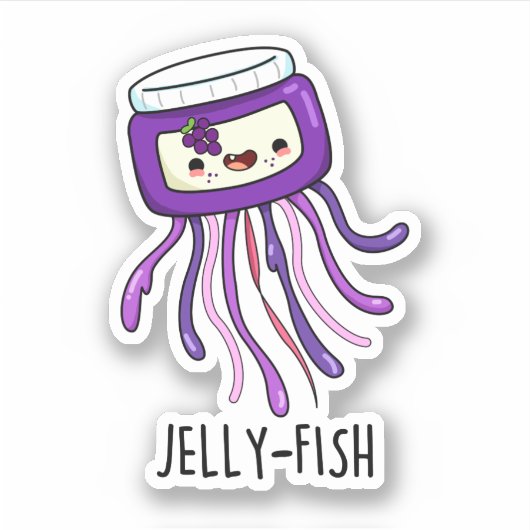 Jelly-fish Funny Jelly Jar Pun Sticker (Voorkant)