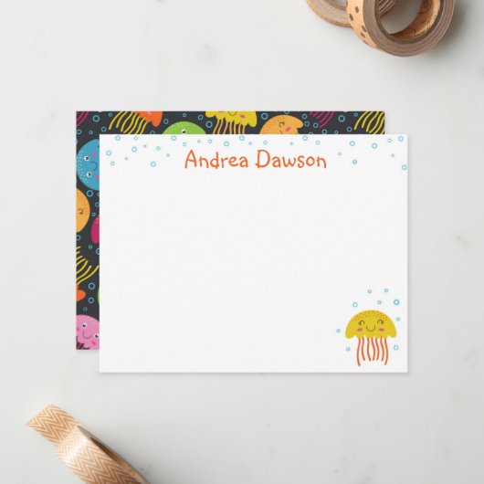 Jelly Fish Note Card Notitiekaartje (Voorkant / Achterkant in situ)