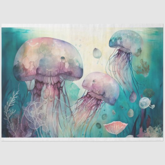 Jelly Fish Waterverf Decoupage tissuepapier (Voorkant)