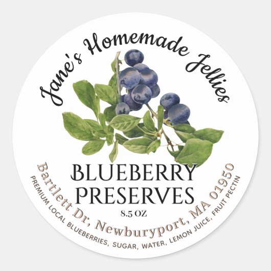 Jelly Label  Homemade Blueberry PReserves (Voorkant)