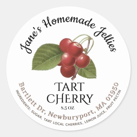 Jelly Label  Homemade Tart Cherry PReserves (Voorkant)