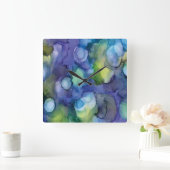 Jelly Lake Alcohol Ink Print Vierkante Klok (Huis)