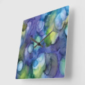 Jelly Lake Alcohol Ink Print Vierkante Klok (Hoek)