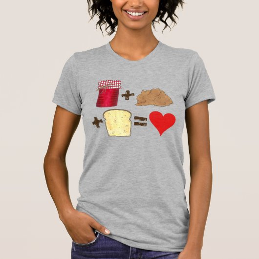 Jelly + Peanut Butter + Bread = Love Heart T-shirt (Voorkant)