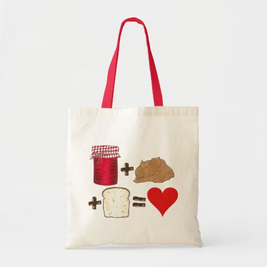 Jelly + Peanut Butter + Bread = Love Heart Tote Bag (Voorkant)