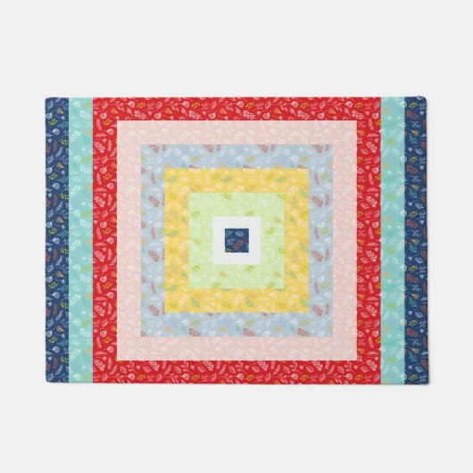 Jelly Roll Floral Rainbow Quilt Fabric Deurmat (Voorkant)