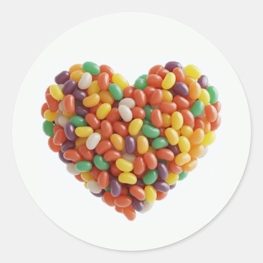 Jellybeans Heart Ronde Sticker (Voorkant)