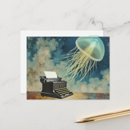 Jellyfish and a Typewriter Briefkaart (Voorkant / Achterkant in situ)
