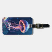 Jellyfish Art, White Script Name, Contact Info Bagagelabel (Voorkant horizontaal)
