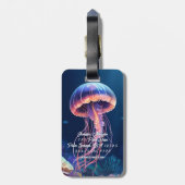 Jellyfish Art, White Script Name, Contact Info Bagagelabel (Achterkant verticaal)