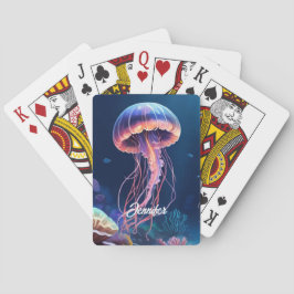 Jellyfish Art, White Script Name Pokerkaarten