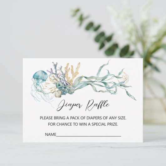Jellyfish Baby shower Luier Raffle Enclosure Kaart (Staand voorkant)