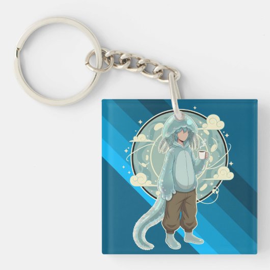Jellyfish Boy Anime Coffee Art Sleutelhanger (voorkant)