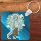 Jellyfish Boy Anime Coffee Art Sleutelhanger (Achterkant)