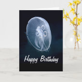 Jellyfish Bright Translucent Blue Birthday Kaart (Gele Bloem)