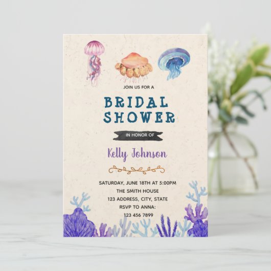 Jellyfish bruiloft thema verjaardag kaart (Staand voorkant)