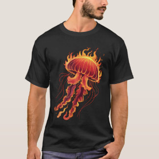 Jellyfish Cute Kawaii On Fire T-shirt