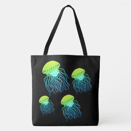 Jellyfish - Designer Jellies Neon Green Jelly Fish Tote Bag (Voorkant)