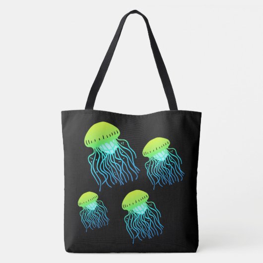 Jellyfish - Designer Jellies Neon Green Jelly Fish Tote Bag (Achterkant)