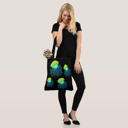Jellyfish - Designer Jellies Neon Green Jelly Fish Tote Bag (Op model)