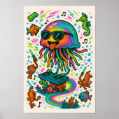 Jellyfish DJ Underwater Party Poster (Voorkant)