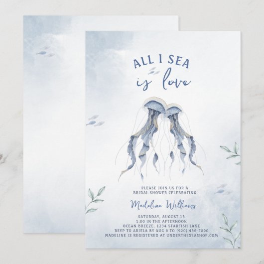 Jellyfish Elegant Ocean Bridal Shower Kaart (Voorkant / Achterkant)