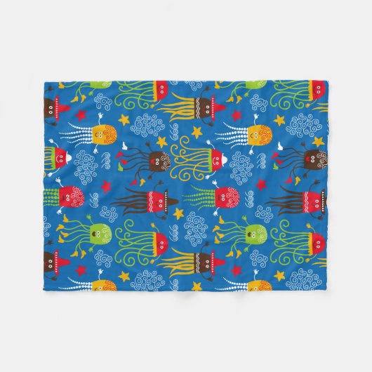 Jellyfish en Octopus Fleece Deken (Voorkant (Horizontaal))