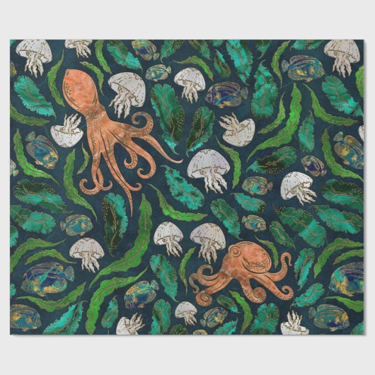Jellyfish en Octopus Pattern Cadeaupapier (Vlak)