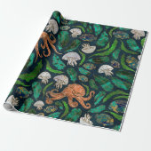 Jellyfish en Octopus Pattern Cadeaupapier (Uitgerold)
