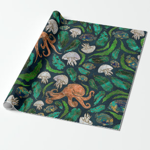 Jellyfish en Octopus Pattern Cadeaupapier