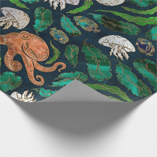 Jellyfish en Octopus Pattern Cadeaupapier (Hoek)