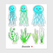 Jellyfish en seaweed Vinyl Sticker (Vel)