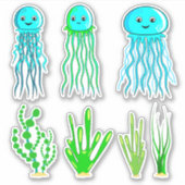 Jellyfish en seaweed Vinyl Sticker (Voorkant)