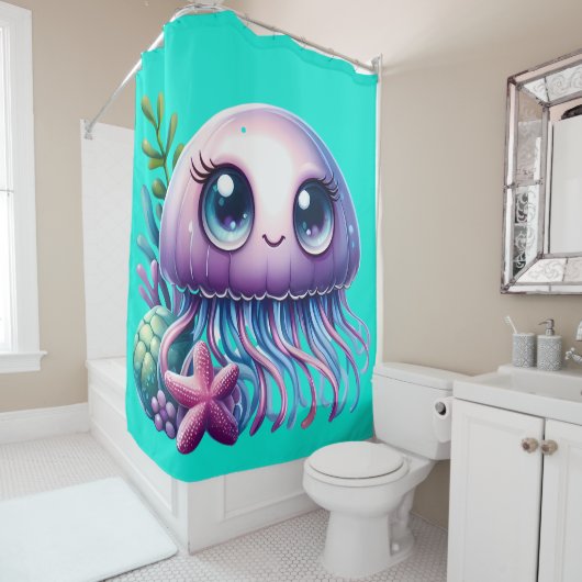 Jellyfish en Starfish Buddies Douchegordijn (In situ)