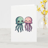 Jellyfish Friends Happy Card Kaart (Gele Bloem)