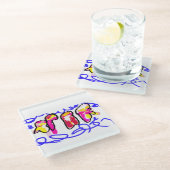 Jellyfish frost glazen onderzetter (Schuin)