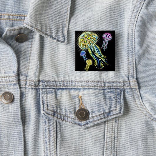 Jellyfish Group Vierkante Button 5,1 Cm (In situ)