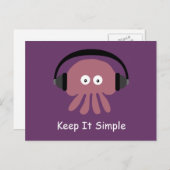 Jellyfish & headphones Keep It Simple Briefkaart (Voorkant / Achterkant)