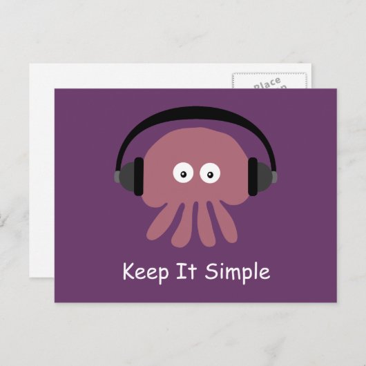 Jellyfish & headphones Keep It Simple Briefkaart (Voorkant / Achterkant)