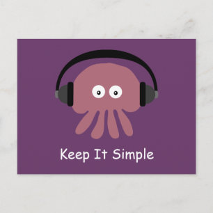 Jellyfish & headphones Keep It Simple Postcard Briefkaart