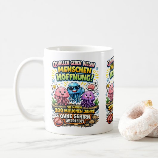 Jellyfish Hope Quote – Funny Brain Humor Koffiemok (Met donut)