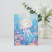 Jellyfish in Pastel Tropical Coral Reef and Ocean Briefkaart (Staand voorkant)