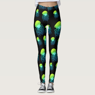 Jellyfish Leggings- Jellies Neon Green Jelly Fish Leggings