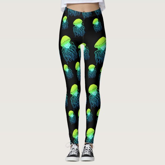 Jellyfish Leggings- Jellies Neon Green Jelly Fish Leggings (Voorkant)