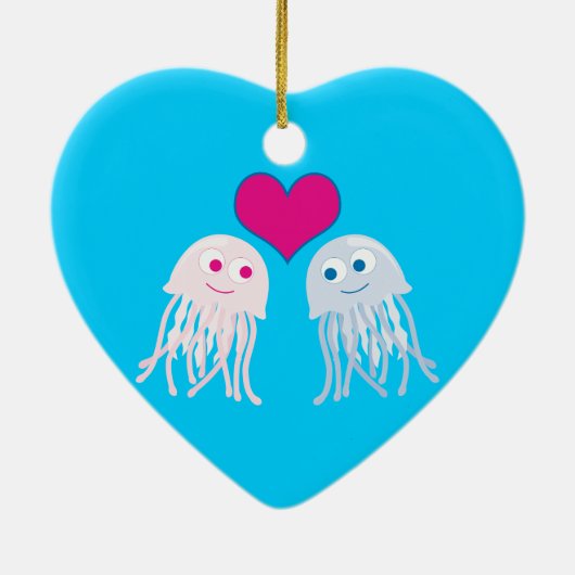 Jellyfish Love Keramisch Ornament (Achterkant)